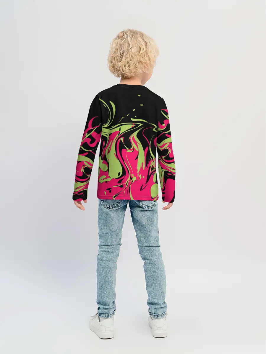 Детский лонгслив / Черно малиновый абстрактный