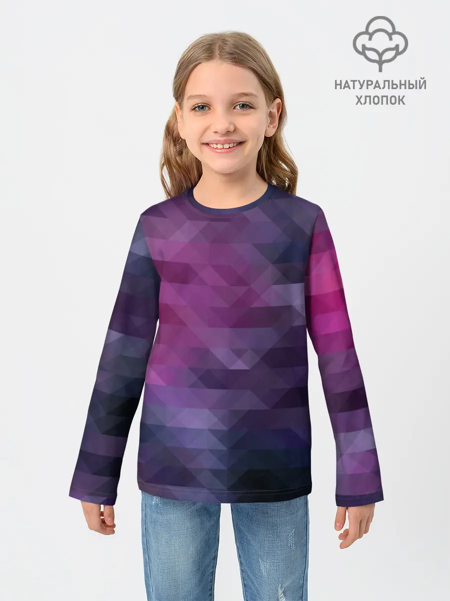 Детский лонгслив / Фиолетово-бордовый узор