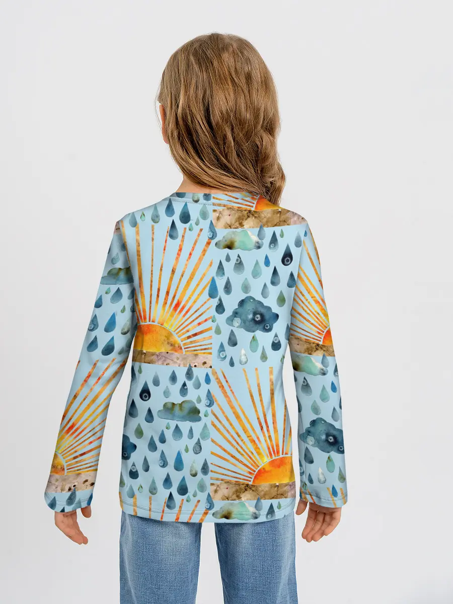 Детский лонгслив / Осенний паттерн: Дождь и солнце