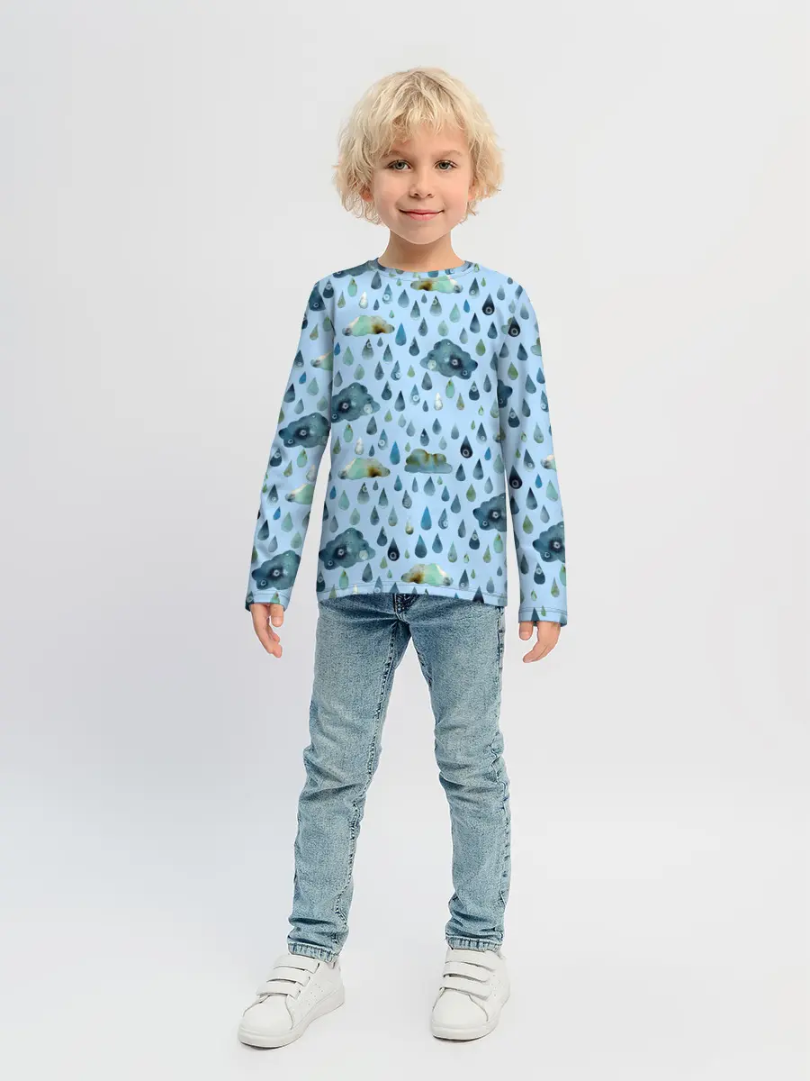 Детский лонгслив / Дождливая осень.Тучки и дождь