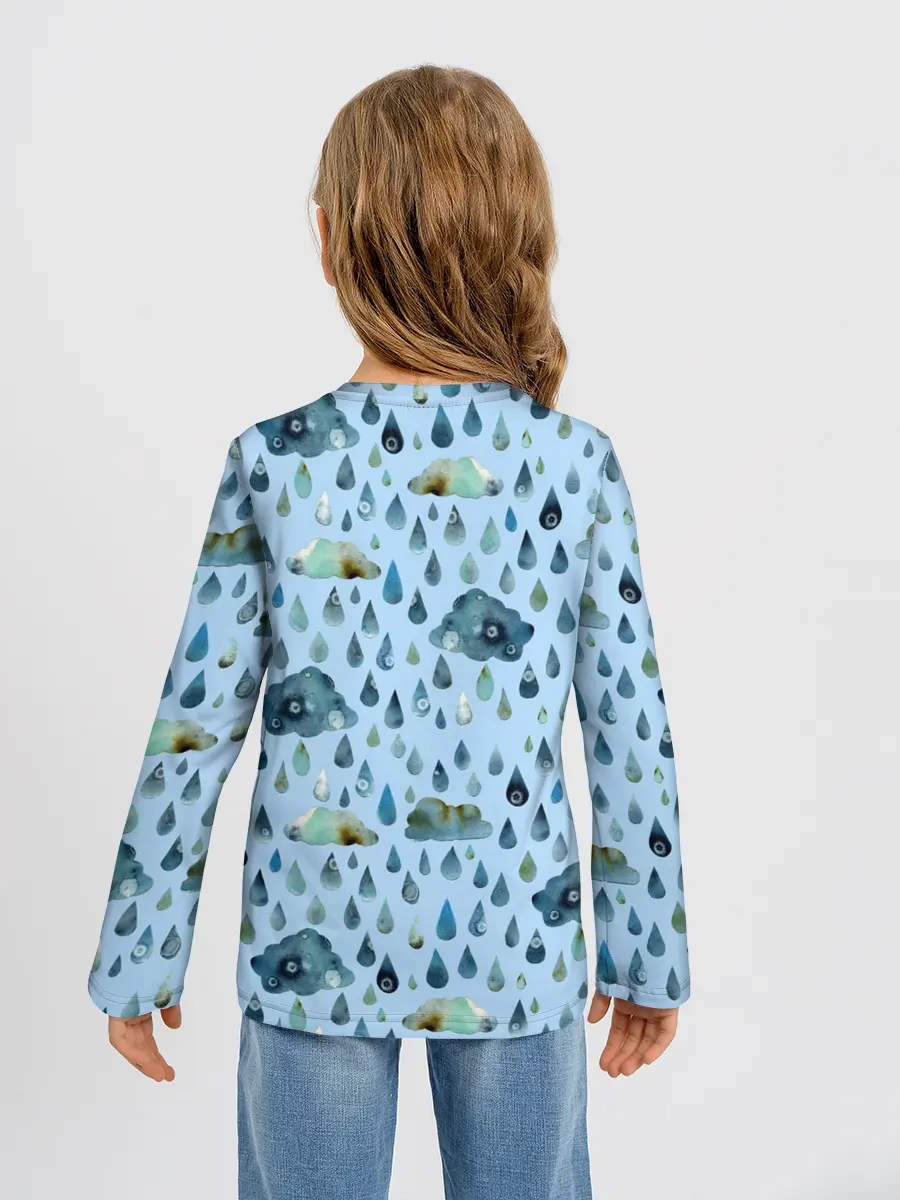 Детский лонгслив / Дождливая осень.Тучки и дождь