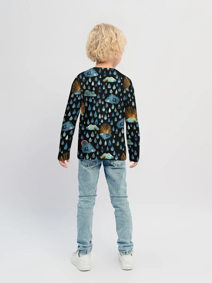 Детский лонгслив / Дождливая осень.Солнце, облака