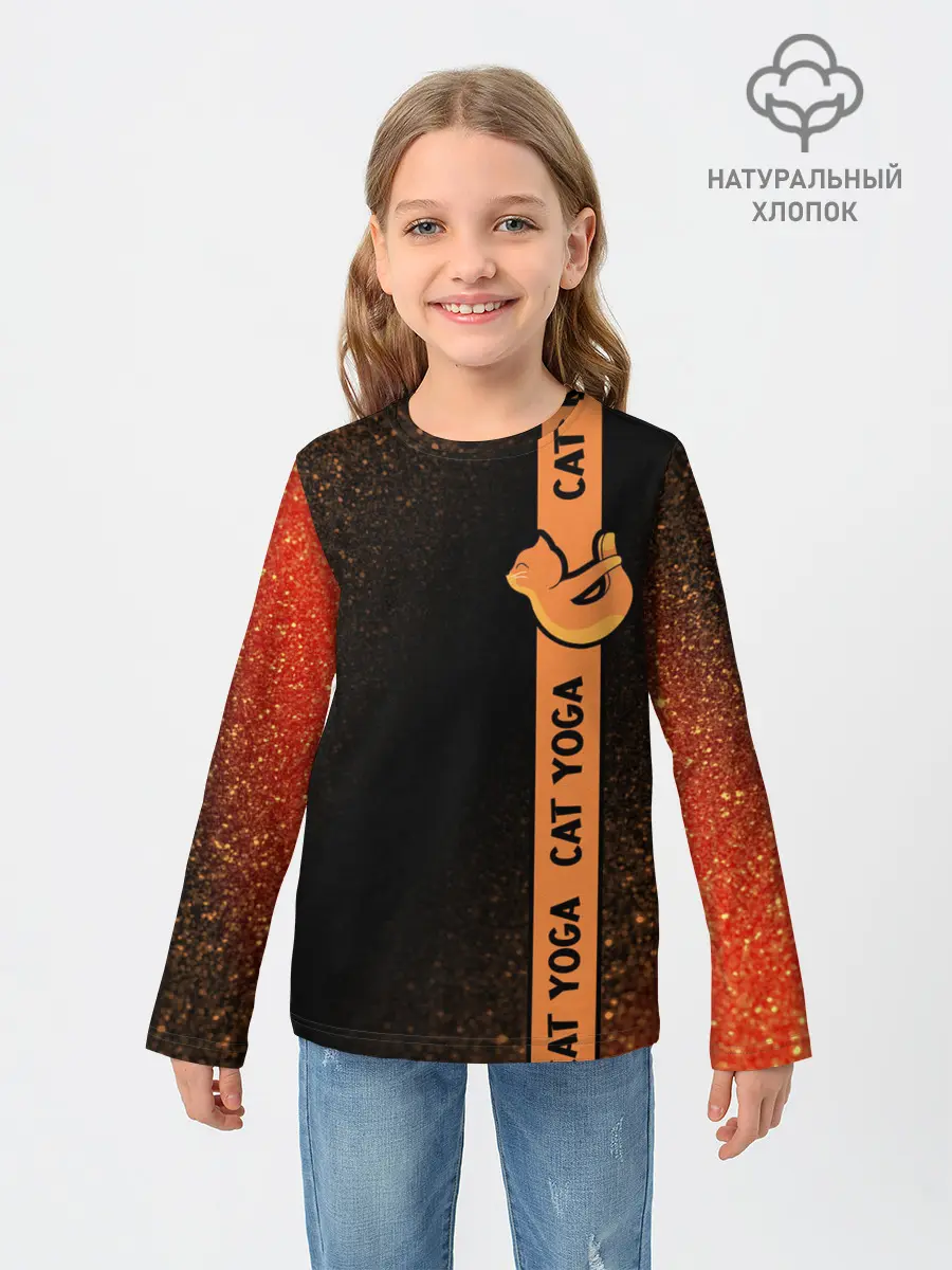 Детский лонгслив / Йога Кошка - Шум