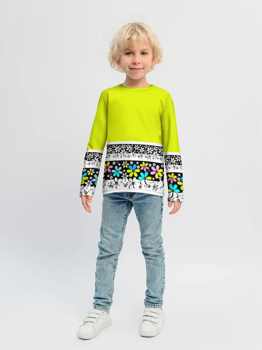 Детский лонгслив / Яркий цветочный узор
