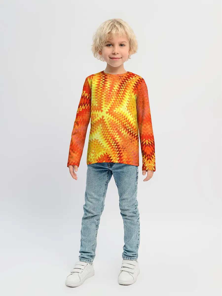 Детский лонгслив / Желто-оранжевая абстракция
