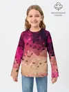Детский лонгслив / Бежево-малиновый абстрактный