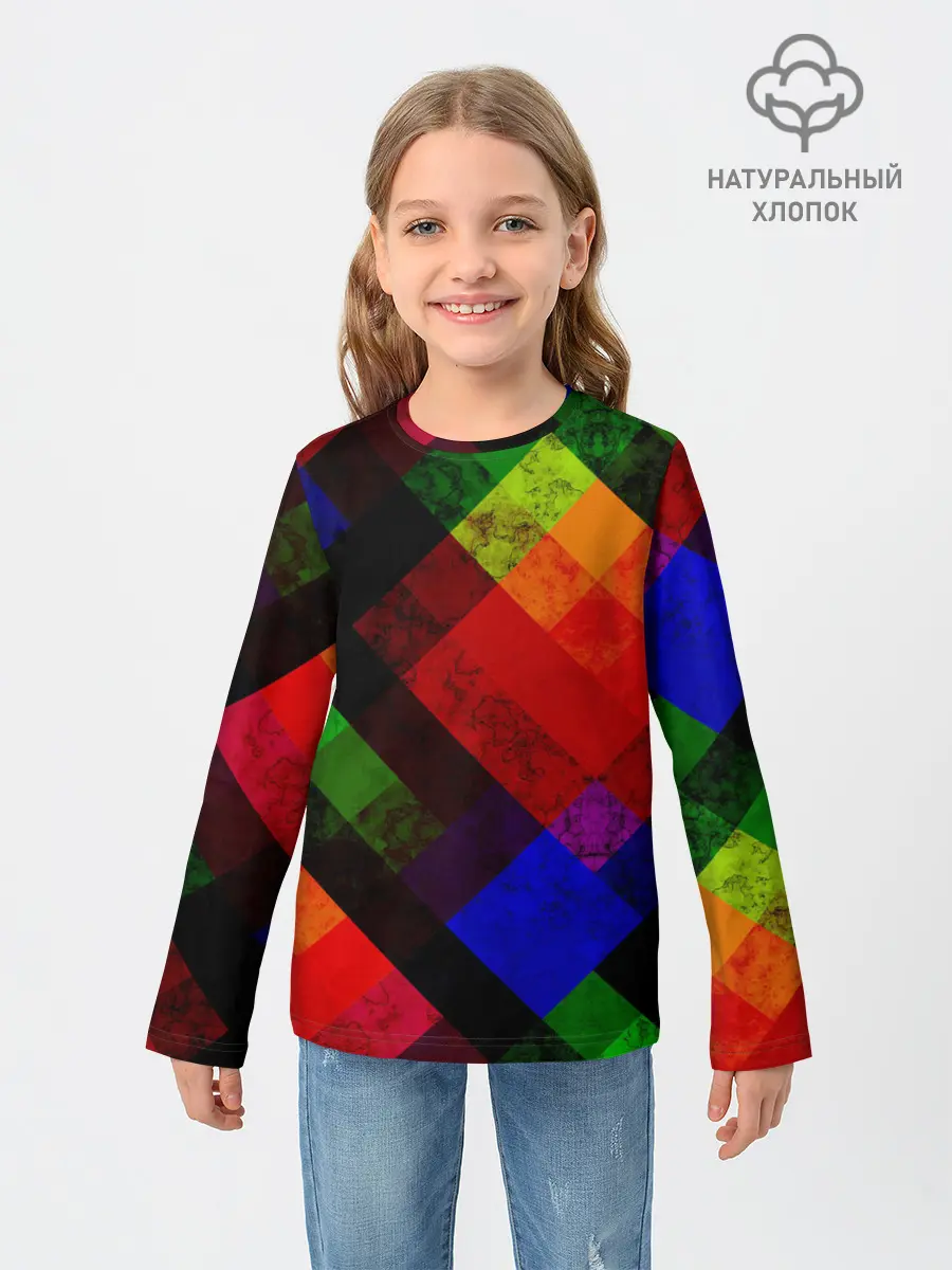 Детский лонгслив / Яркий геометрический узор