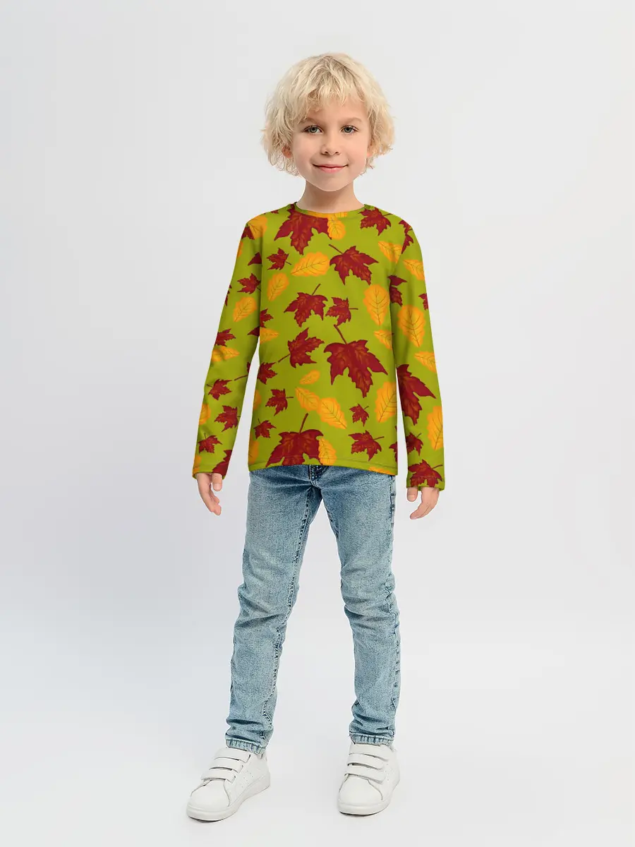 Детский лонгслив / осенние листья клён и дуб