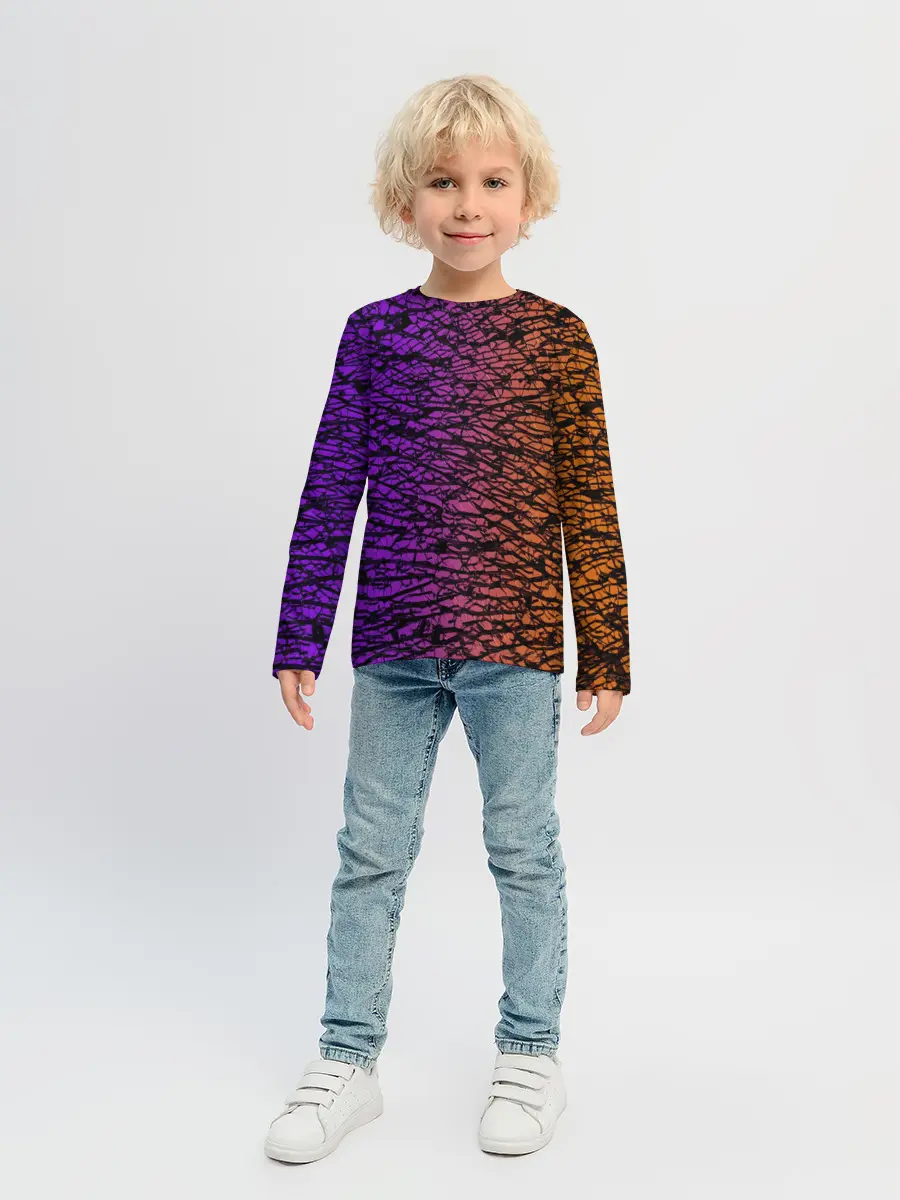 Детский лонгслив / Градиентный разлом 3D | 3Д