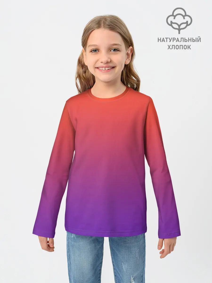 Детский лонгслив / Оранжевый и Фиолетовый