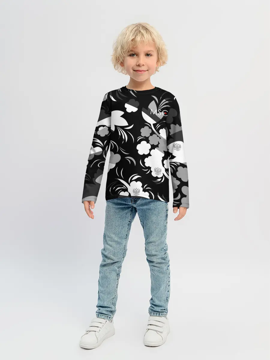 Детский лонгслив / Russia | Камуфляж белый