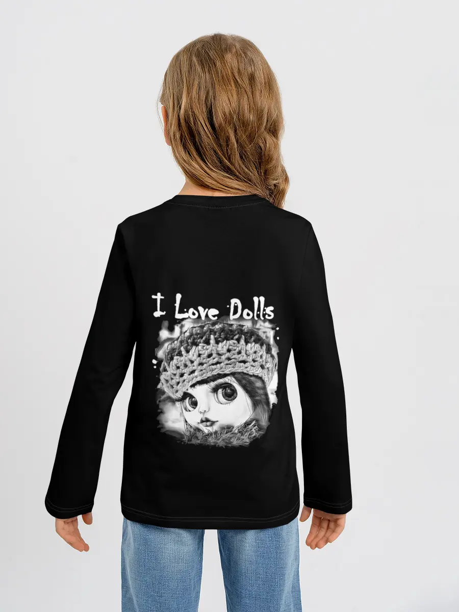 Детский лонгслив / Кукла черно белый фон