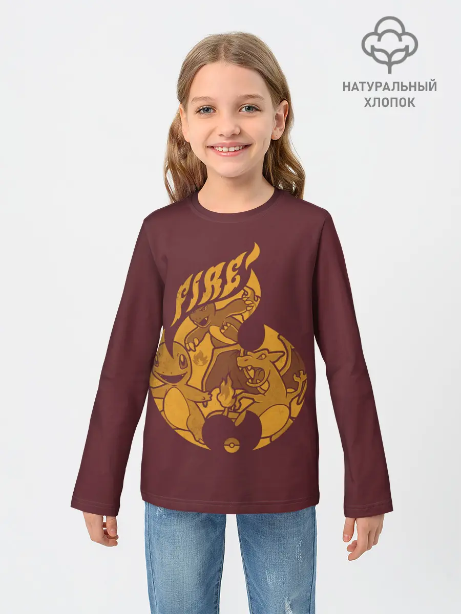 Детский лонгслив / Покемоны огня