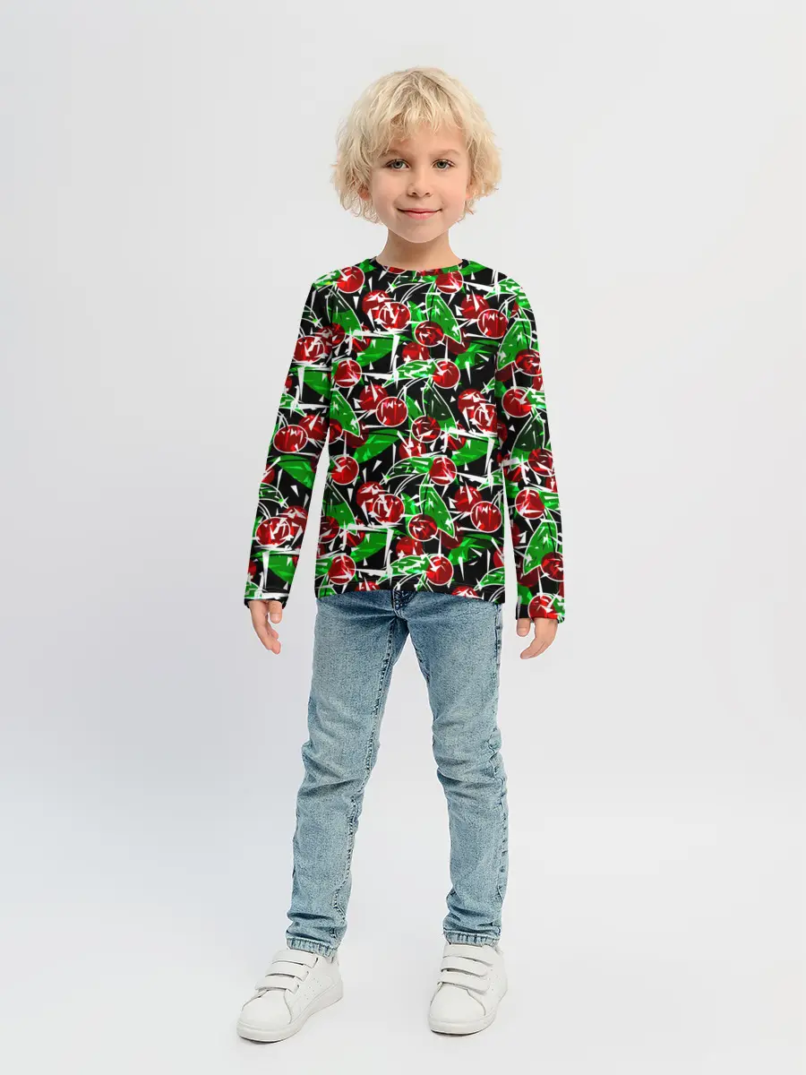Детский лонгслив / Абстрактный узор спелая вишня