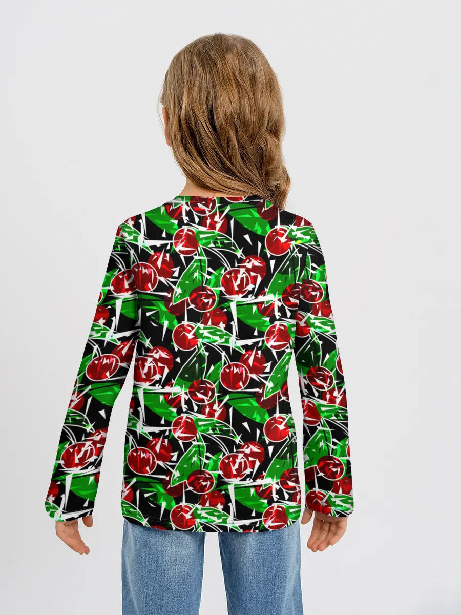 Детский лонгслив / Абстрактный узор спелая вишня