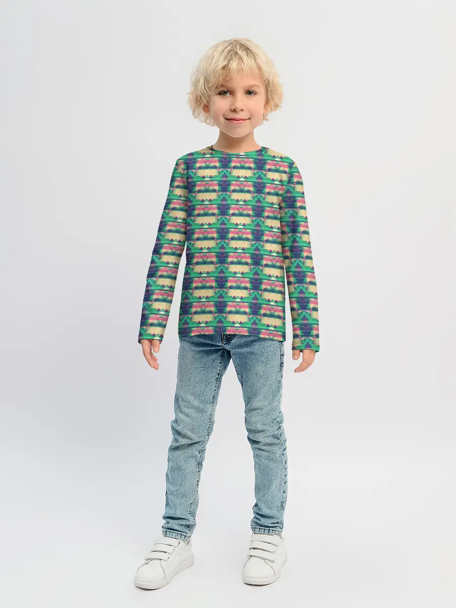 Детский лонгслив / Геометрический глитч