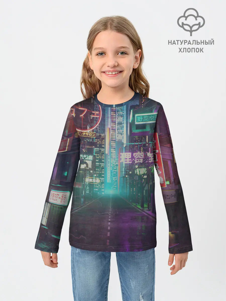 Детский лонгслив / Neon Tokyo