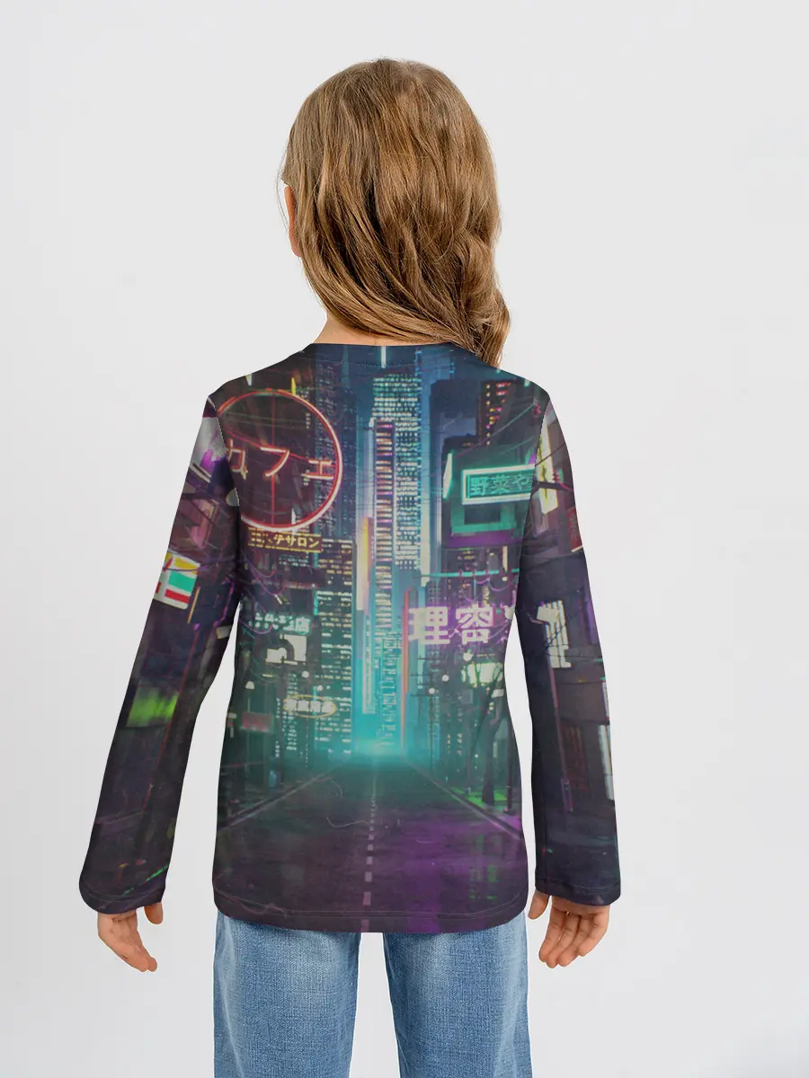 Детский лонгслив / Neon Tokyo