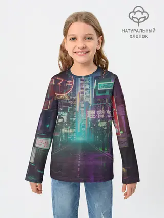 Детский лонгслив / Neon Tokyo