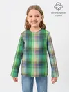 Детский лонгслив / Зеленый клетчатый узор