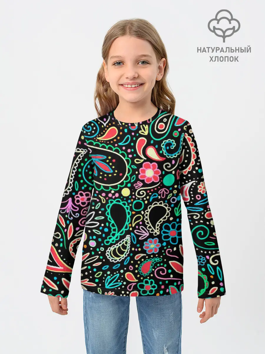 Детский лонгслив / Славянские узоры в новом цвете