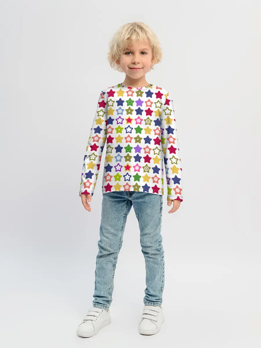 Детский лонгслив / Разноцветные звездочки