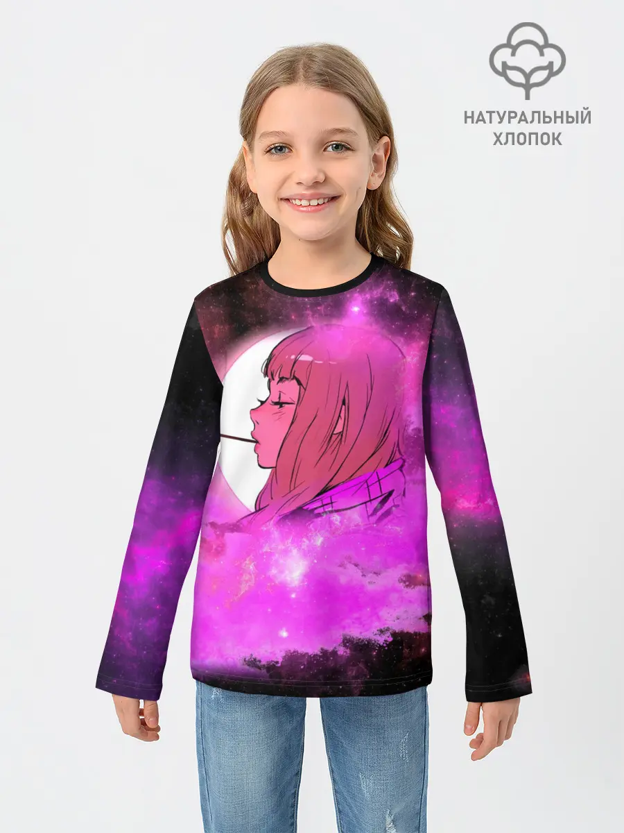 Детский лонгслив / Аниме Девушка | Розовый Космос