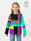 Детский лонгслив / Геометрический неоновый узор