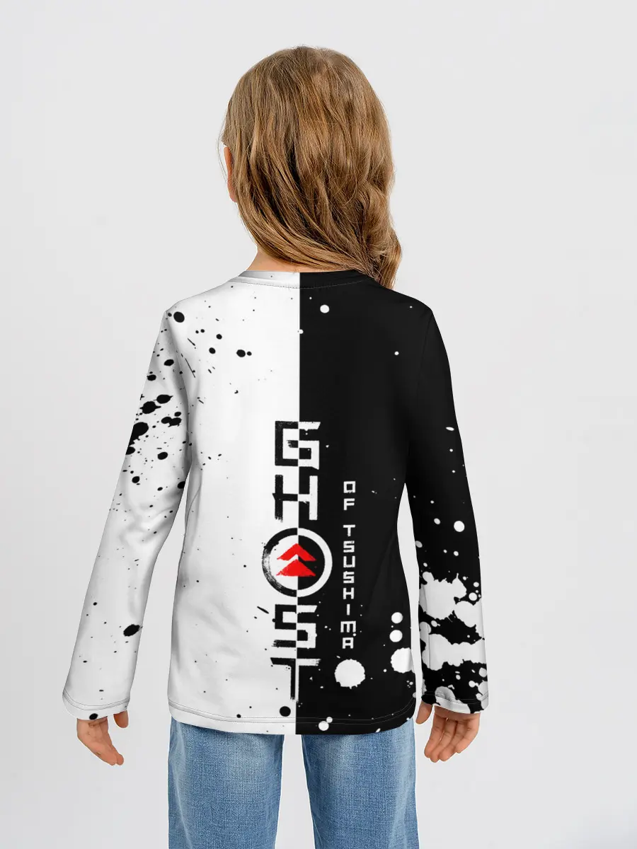 Детский лонгслив / Самурай | ЧБ | Лого