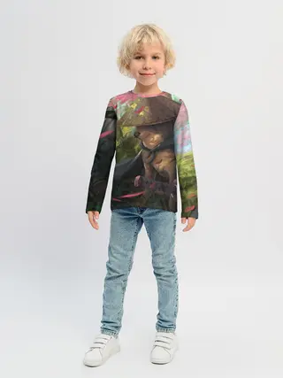 Детский лонгслив / Собака Самурай плачет мем