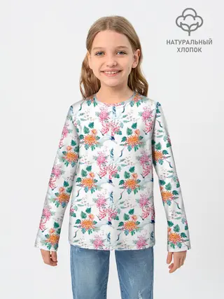 Детский лонгслив / Журавли и хризантемы