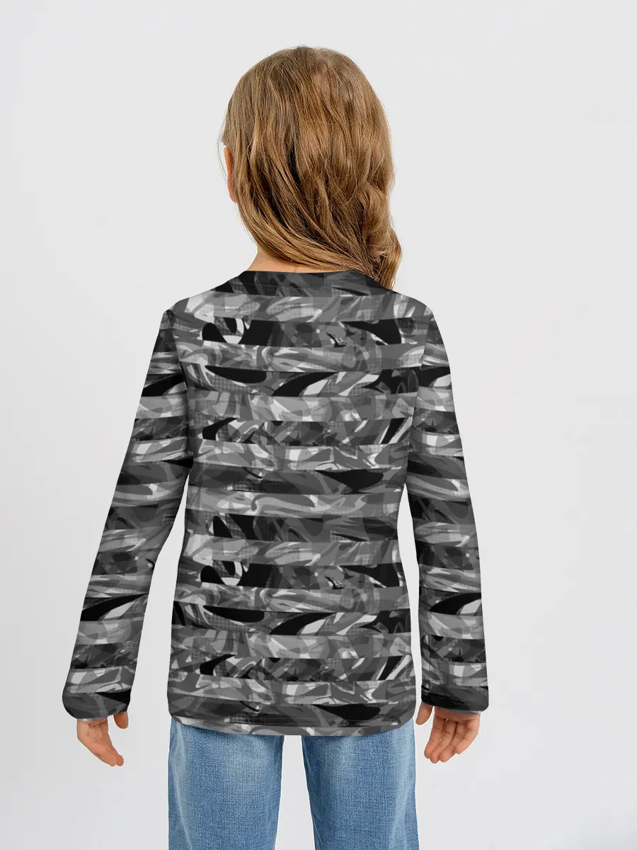 Детский лонгслив / Черно -белый полосатый узор