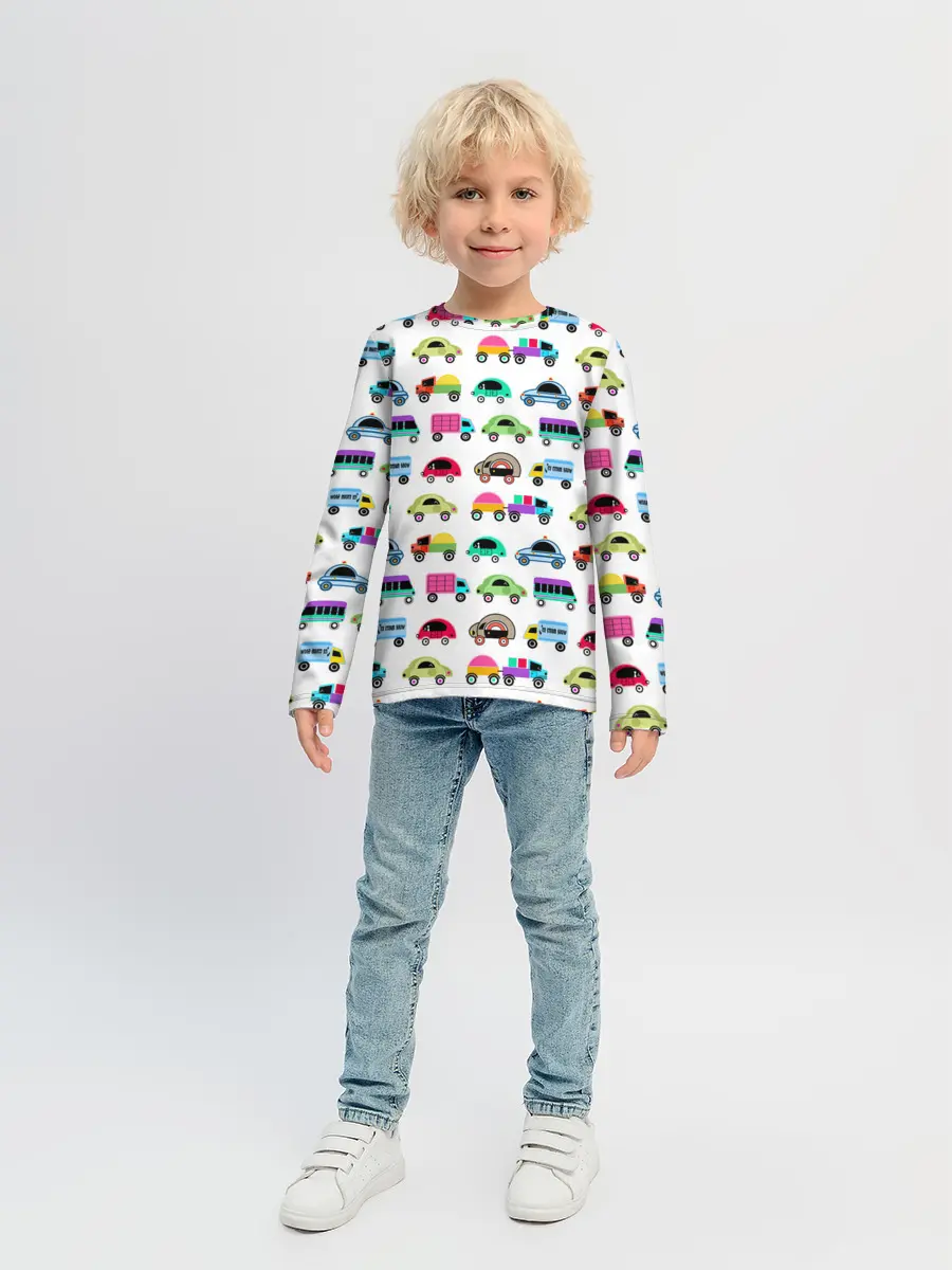 Детский лонгслив / Веселые машинки
