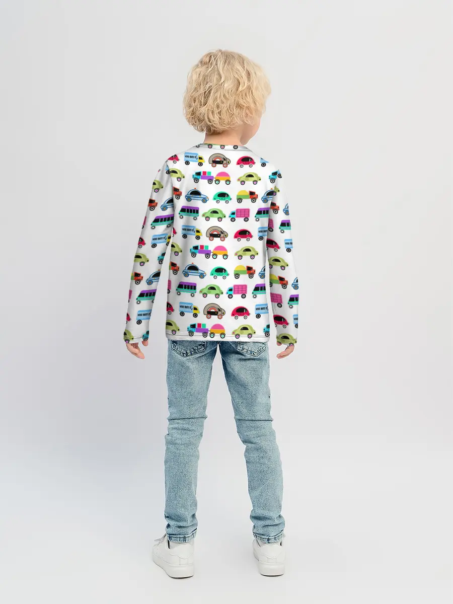 Детский лонгслив / Веселые машинки