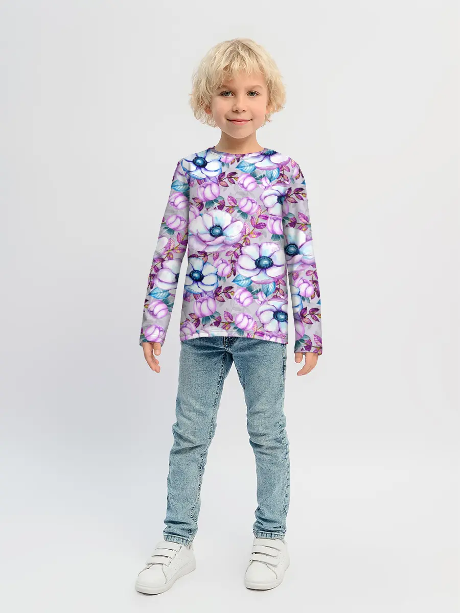 Детский лонгслив / Анемоны - цветочный ковер