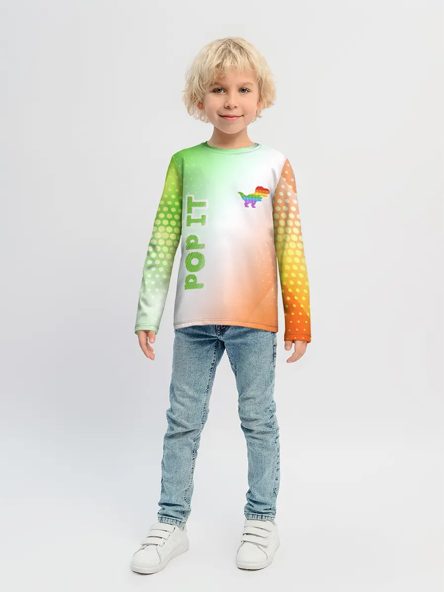 Детский лонгслив / Поп Ит - Динозавр - Абстракция