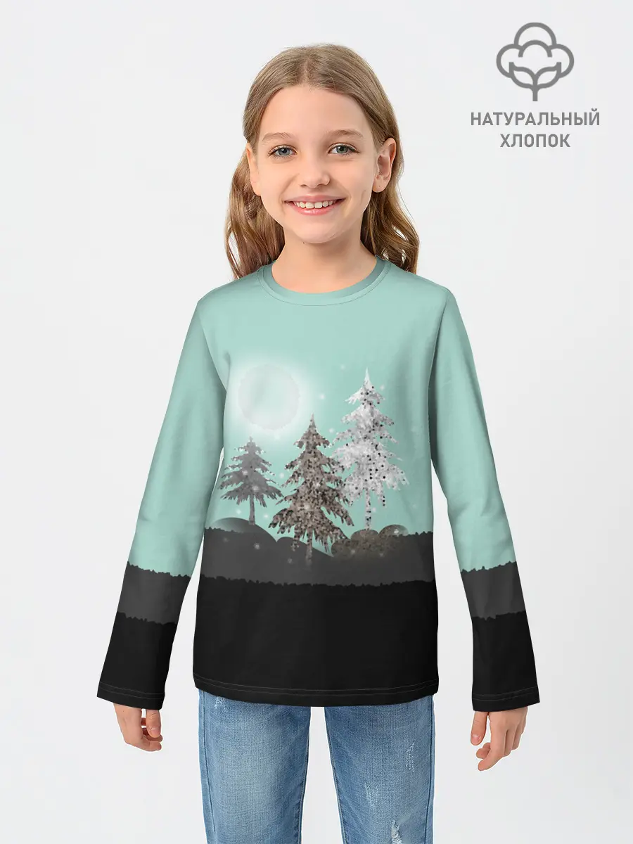 Детский лонгслив / Лес. Мозаичный узор
