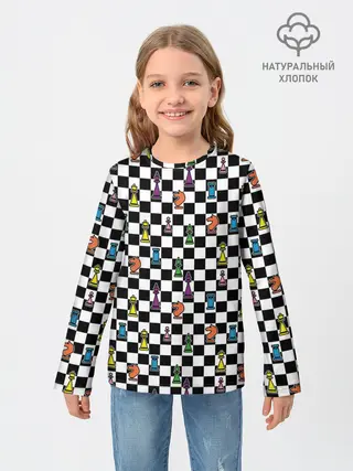 Детский лонгслив / Яркая шахматная доска