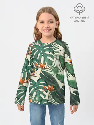 Детский лонгслив / Тропический паттерн