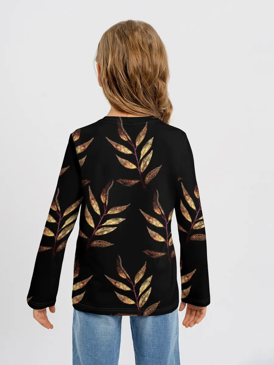 Детский лонгслив / Золотисто-красные листья