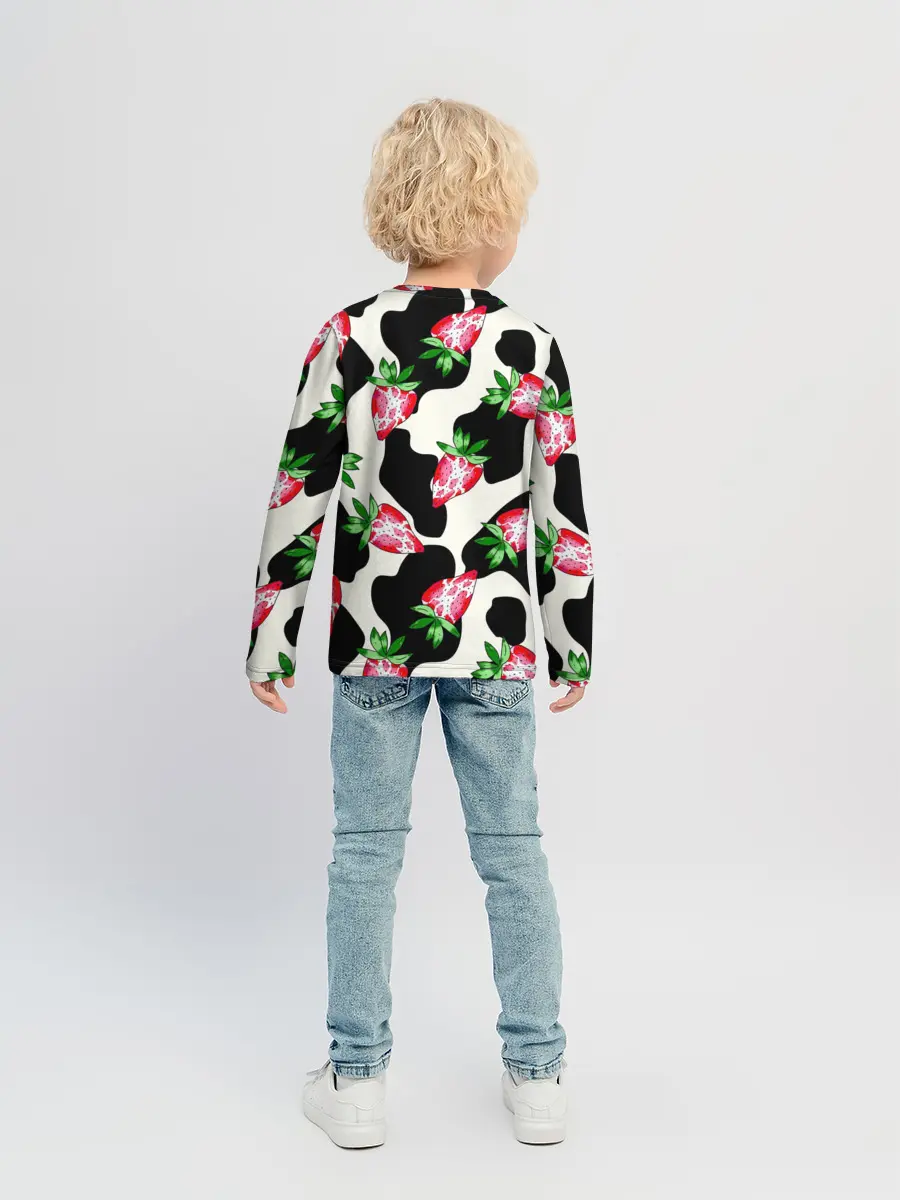 Детский лонгслив / Клубника на коровьей шкуре