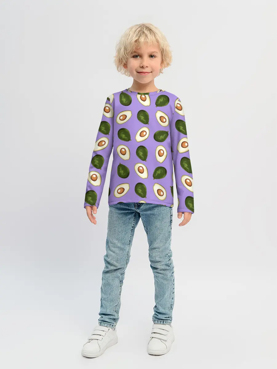 Детский лонгслив / Авокадо паттерн