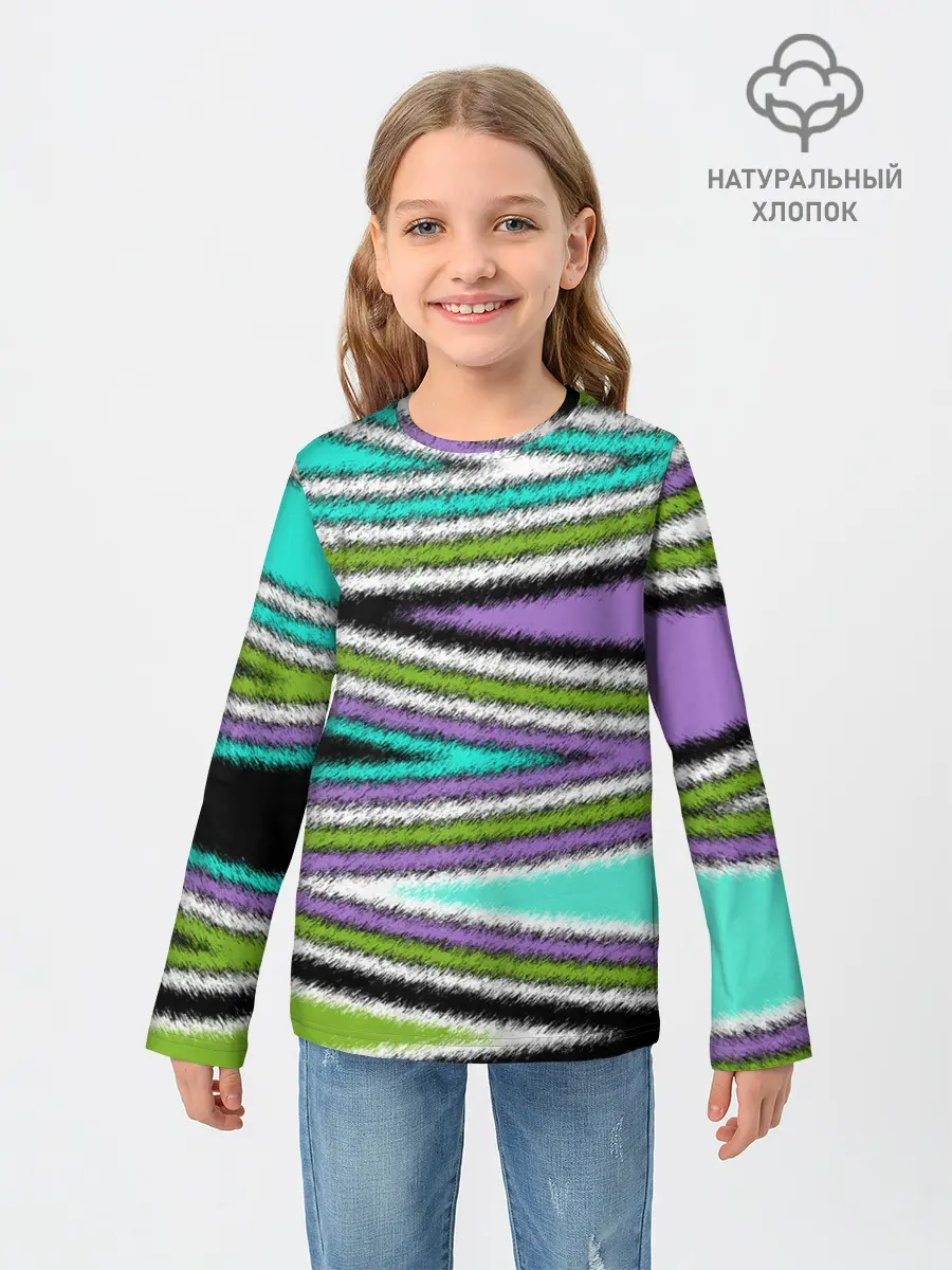Детский лонгслив / Абстрактный асимметричный