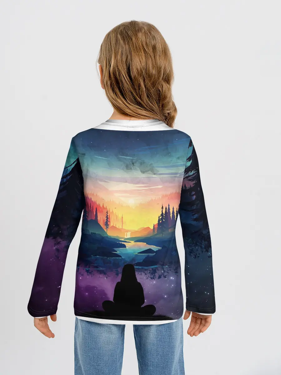 Детский лонгслив / ПЕЙЗАЖ НАД ЗВЕЗДАМИ