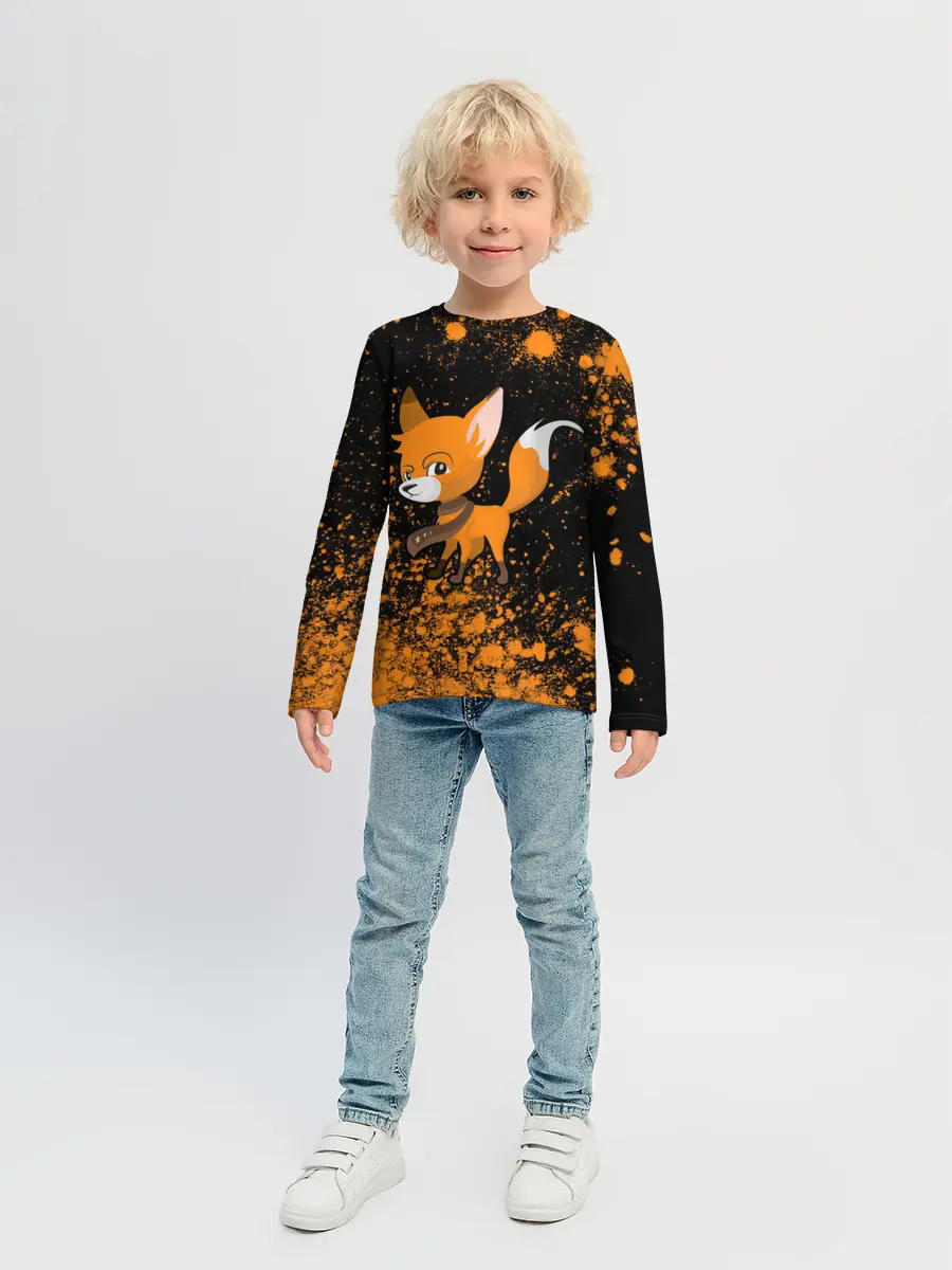 Детский лонгслив / Лиса - В Шарфике - Взрыв