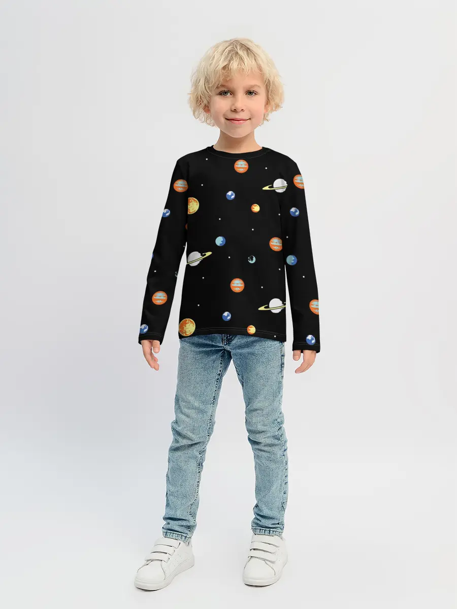 Детский лонгслив / Планеты в космосе