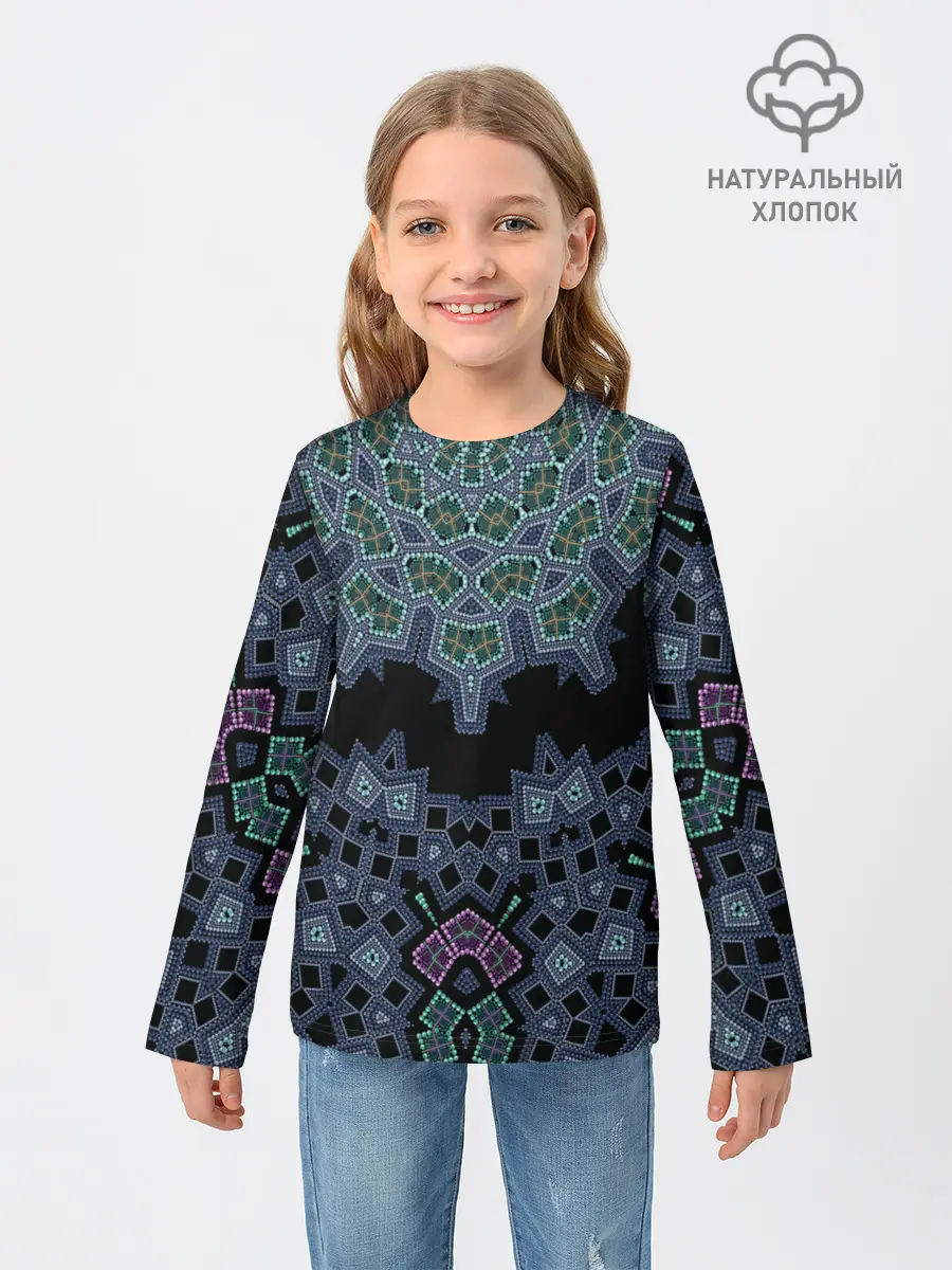 Детский лонгслив / Перламутровый узор восточный