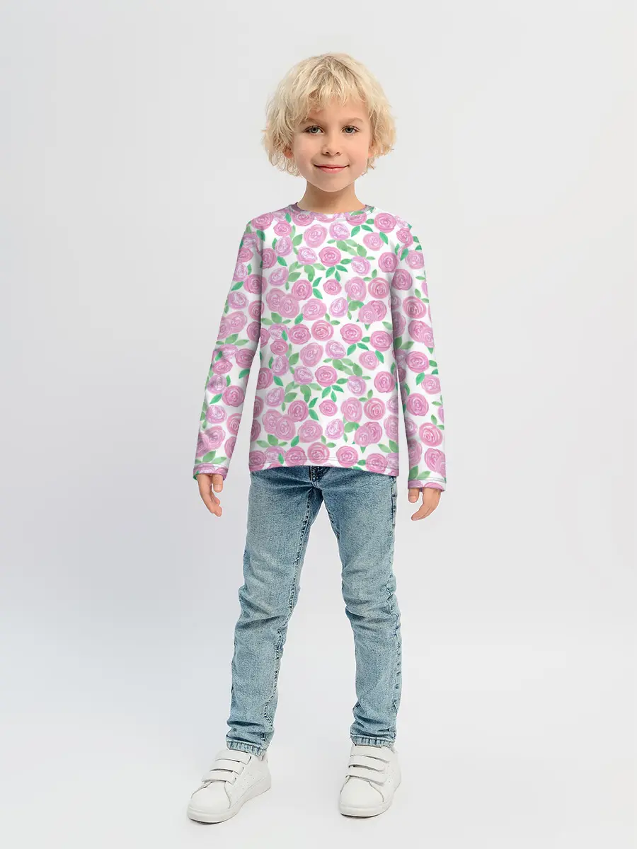 Детский лонгслив / Розовые акварельные розы