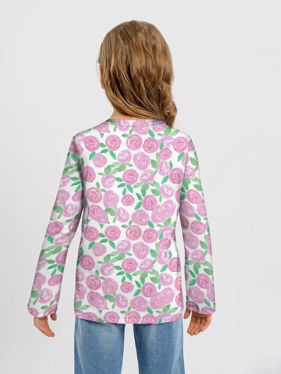 Детский лонгслив / Розовые акварельные розы