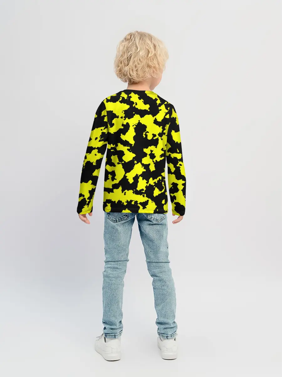 Детский лонгслив / Черно-желтый камуфляж